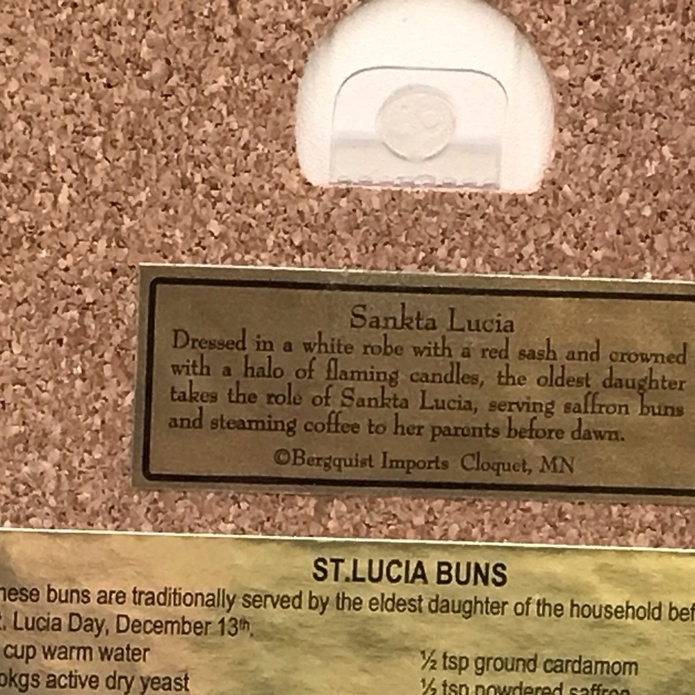 Sankta Lucia Ceramic Art Wall‎ Hanging Or Trivet St Lucia Buns Recipe - Picture 5 of 5